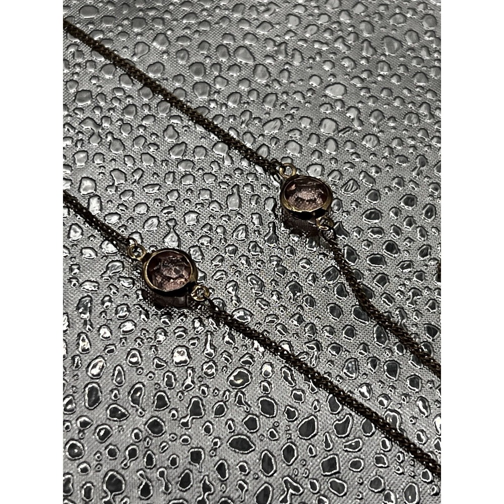 Lauren Conrad Gold Tone Necklace 32" W/ 3" Extender Pink/red Stones Single Layer - Picture 4 of 7